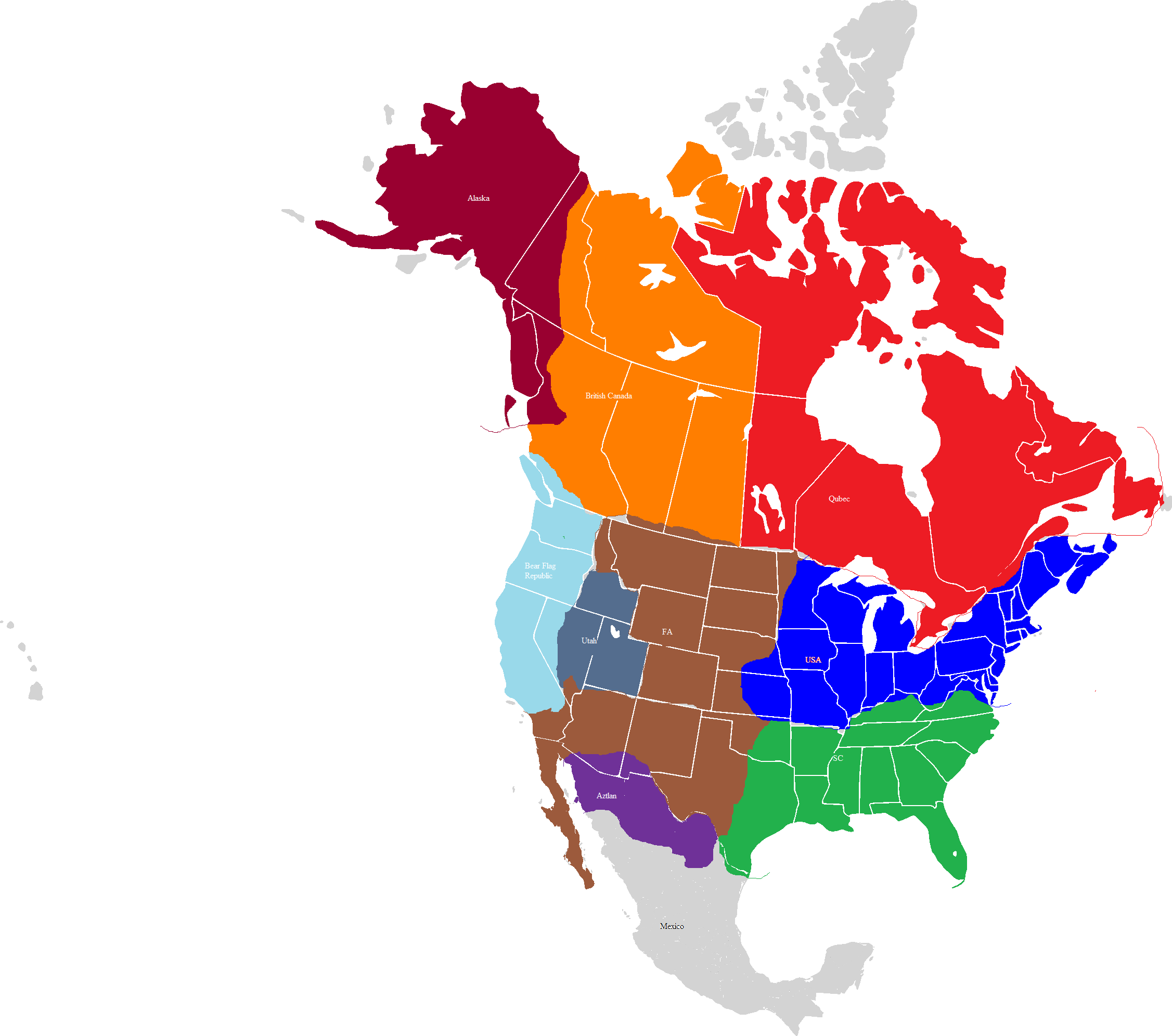 rough draft of a North American map